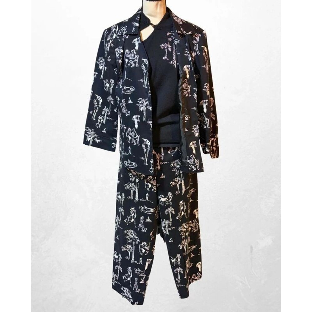 Nancy Bolen City Girl 3 Piece Set Size 8 S Novelty Safari Print Jacket Pants